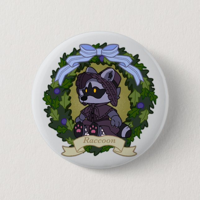 Badge Rond 5 Cm Raccoon Button (Devant)
