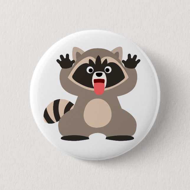 Badge Rond 5 Cm Raccoon de caricature très épais (Devant)