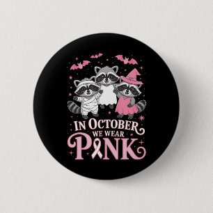 Badge Rond 5 Cm Raccoon de sensibilisation au cancer du sein Hallo