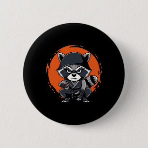Badge Rond 5 Cm Raccoon Funny Karate Design Costume Animaux