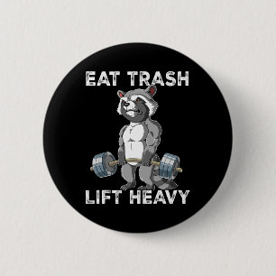 Badge Rond 5 Cm Raccoon Gym Weight Training Manger Trash Lift Lour