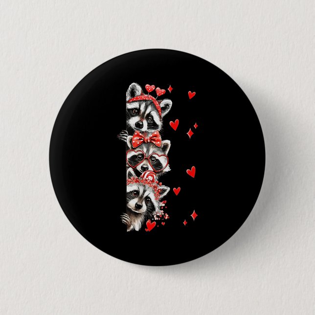 Badge Rond 5 Cm Raccoon Valentines Day Funny Feral Raccoon Love He (Devant)