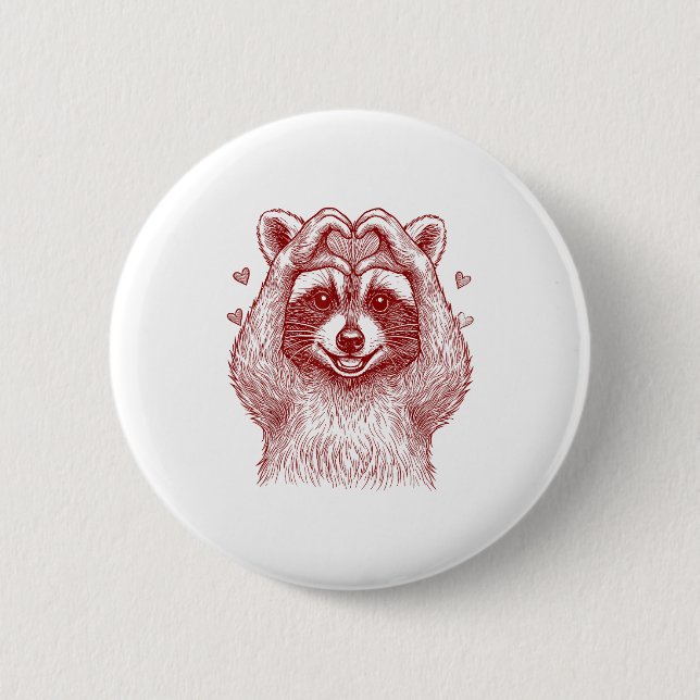 Badge Rond 5 Cm Raccoon Valentines Day Funny Feral Raccoon Love He (Devant)