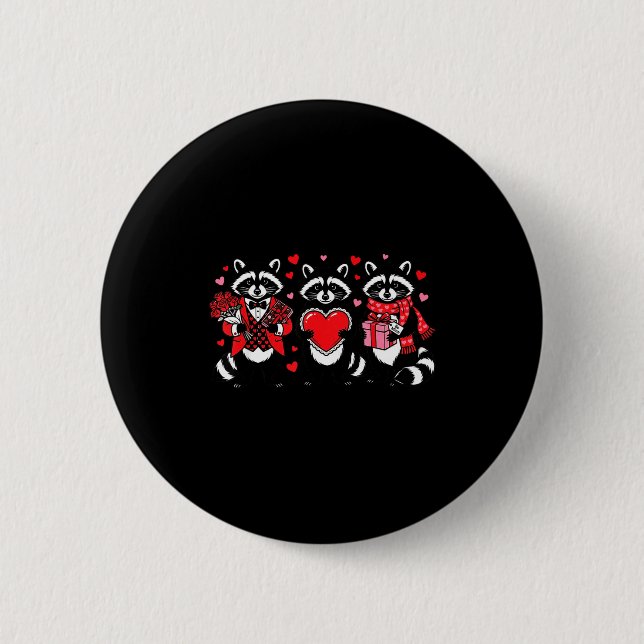 Badge Rond 5 Cm Raccoon Valentines Day Funny Feral Raccoon Love He (Devant)