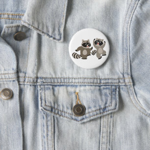 Badge Rond 5 Cm Raccoons de caricatures de danse mignonne