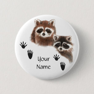 Badge Rond 5 Cm Raccoons personnalisés avec empreintes