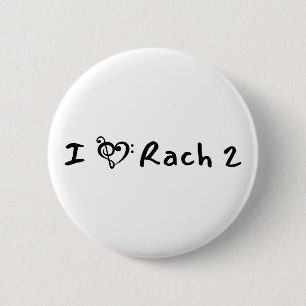 Badge Rond 5 Cm Rach 2 Minimaliste Musique Classique Texte Noir