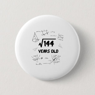 Badge Rond 5 Cm Racine carrée du 12ème anniversaire 144