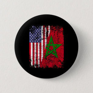 Badge Rond 5 Cm RACINES MAROCAINES Drapeau américain moitié DR