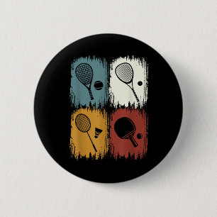 Badge Rond 5 Cm Racketlon, sport de tournoi avec 4 disciplines 