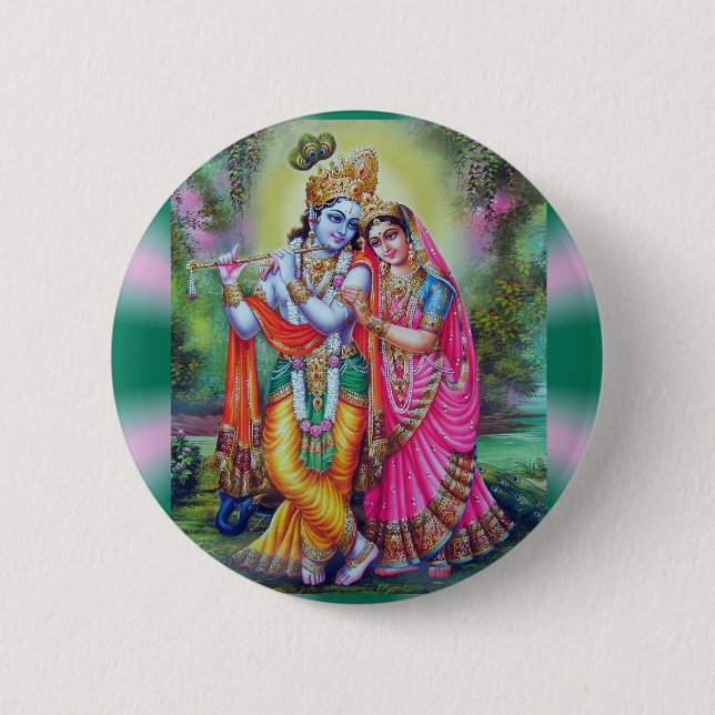 Badge Rond 5 Cm Radha Krishna (Devant)