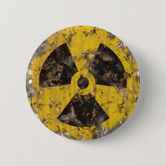 Badge Rond 5 Cm Radioactif rouillé (Devant)