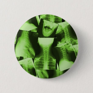 Badge Rond 5 Cm Radiographié - vert radioactif