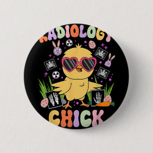 Badge Rond 5 Cm Radiologie du jour de Pâques Technicien Rad poulet