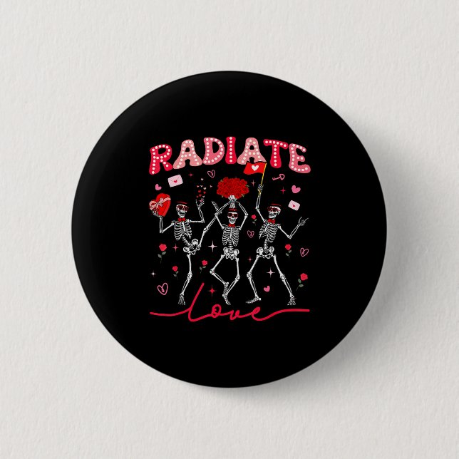 Badge Rond 5 Cm Radiology Radiate Rad Tech Valentine Skeleton Hear (Devant)