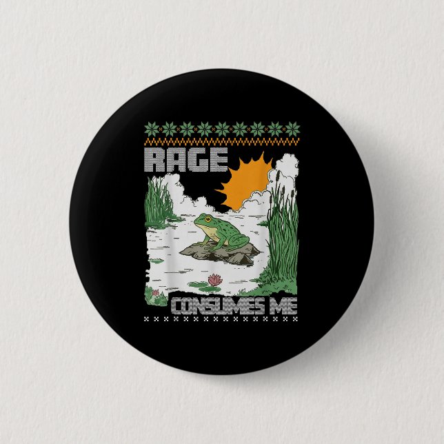 Badge Rond 5 Cm Rage Consumes Me Ugly Christmas Sweaters Funny Fro (Devant)