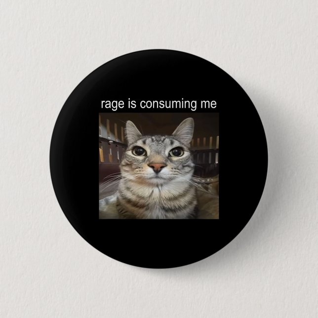 Badge Rond 5 Cm Rage Me Consume Silly Staring Cat Meme (Devant)