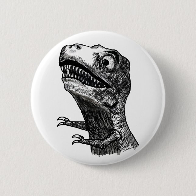 Badge Rond 5 Cm Rage Meme de T-Rex - bouton de Pinback (Devant)