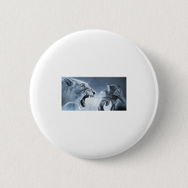 Badge Rond 5 Cm Ragebait Meme, Lion Monkey, Monkey And Lion Meme M (Devant)