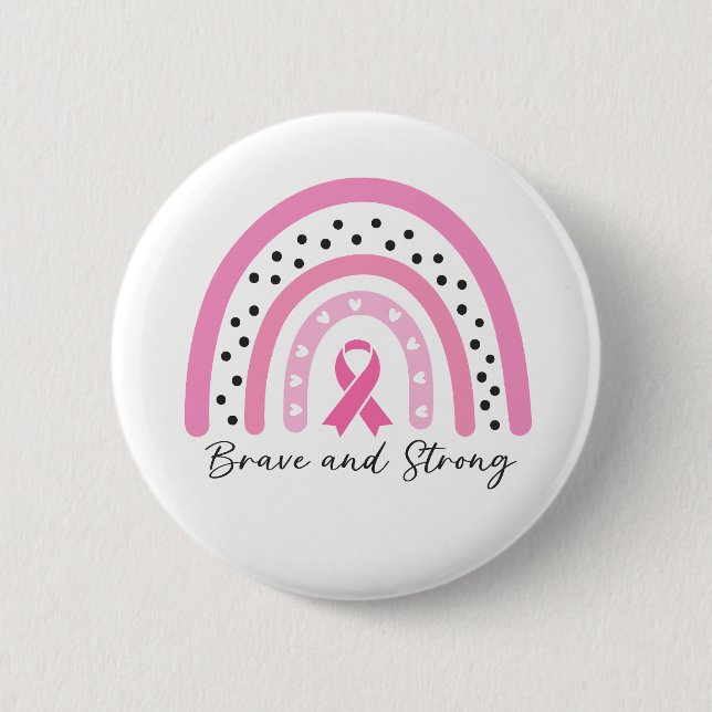 Badge Rond 5 Cm Rainbow Breast Cancer Pink Ribbon Awareness (Devant)