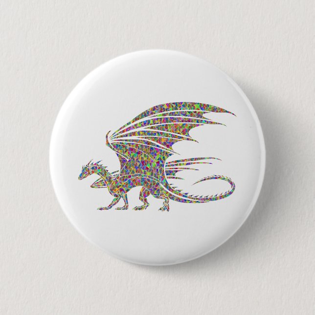 Badge Rond 5 Cm Rainbow Dragon Tribal Tattoo Idée (Devant)