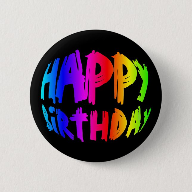 Badge Rond 5 Cm Rainbow Joyeux anniversaire (Devant)