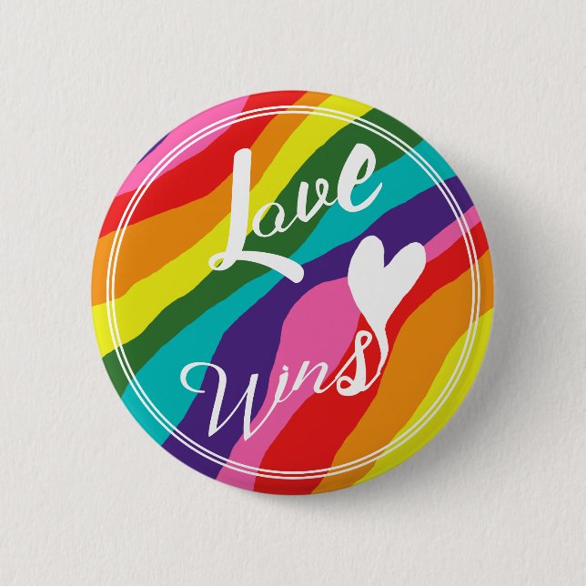 Badge Rond 5 Cm Rainbow Love gagne (Devant)
