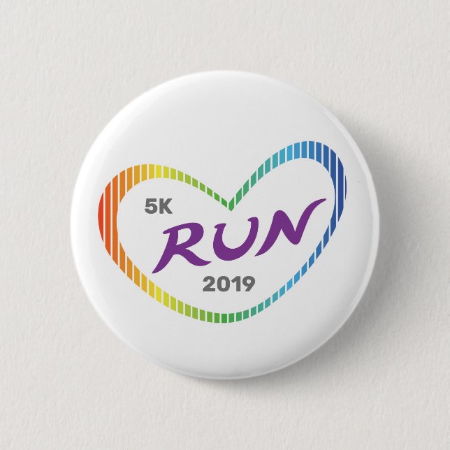 Badge Rond 5 Cm Rainbow Love Heart 5K Run (Devant)