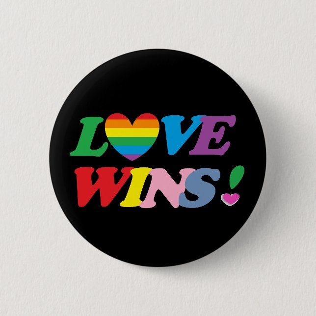 Badge Rond 5 Cm Rainbow Love Wins Heart LGBT (Devant)