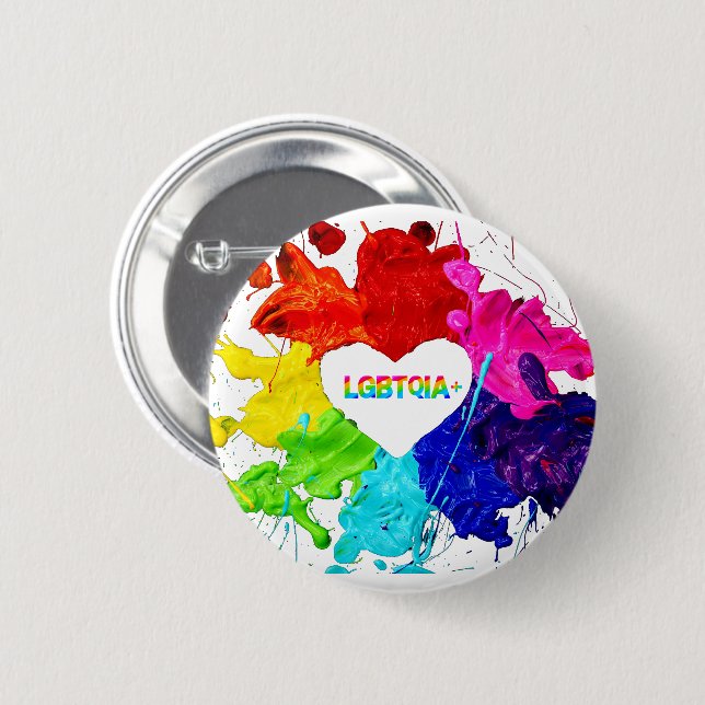 Badge Rond 5 Cm Rainbow Modern Stripe LGBT (Devant & derrière)