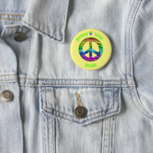 Badge Rond 5 Cm Rainbow Peace Love Sensibilisation à la fierté