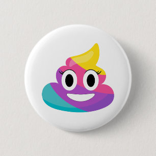 Badge Rond 5 Cm Rainbow Poop Emoji