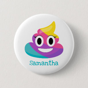 Badge Rond 5 Cm Rainbow Poop Emoji