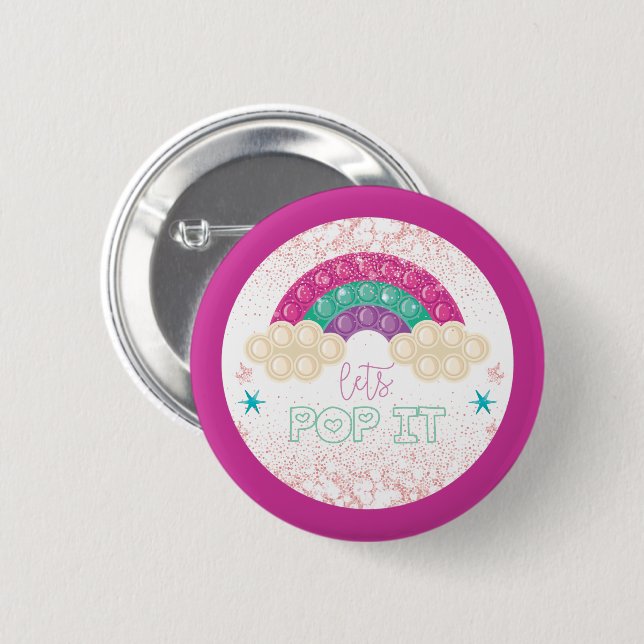 Badge Rond 5 Cm Rainbow Pop It Anniversaire (Devant & derrière)