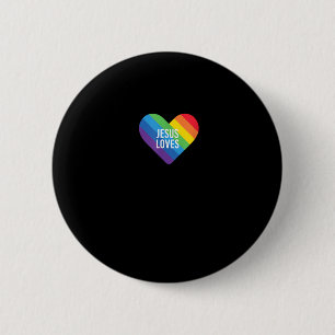 Badge Rond 5 Cm Rainbow Pride Gay Christian LGBTQ+ Jésus aime T-S