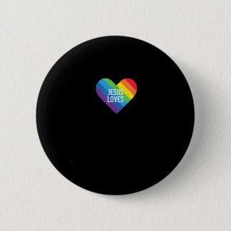 Badge Rond 5 Cm Rainbow Pride Gay Christian LGBTQ+ Jésus aime T-S