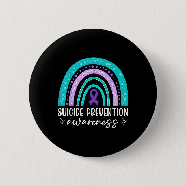 Badge Rond 5 Cm Rainbow Suicide Prevention Awareness Teal Amp Pu  (Devant)