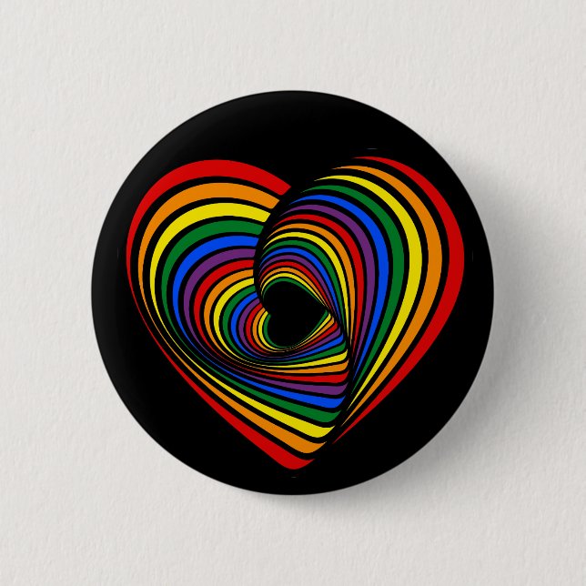 Badge Rond 5 Cm Rainbow Twist Heart (Devant)