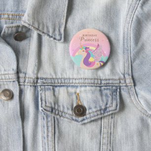 Badge Rond 5 Cm Rainbow Unicorn Birthday Princess Cute