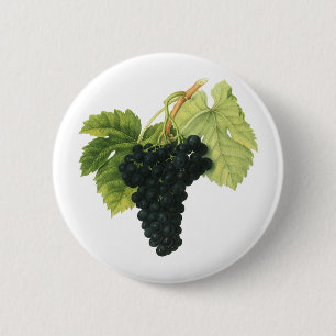 Badge Rond 5 Cm Raisin de vigne biologique rouge vin vintage, nour