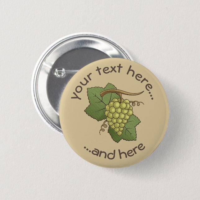 Badge Rond 5 Cm Raisins blancs (Devant & derrière)