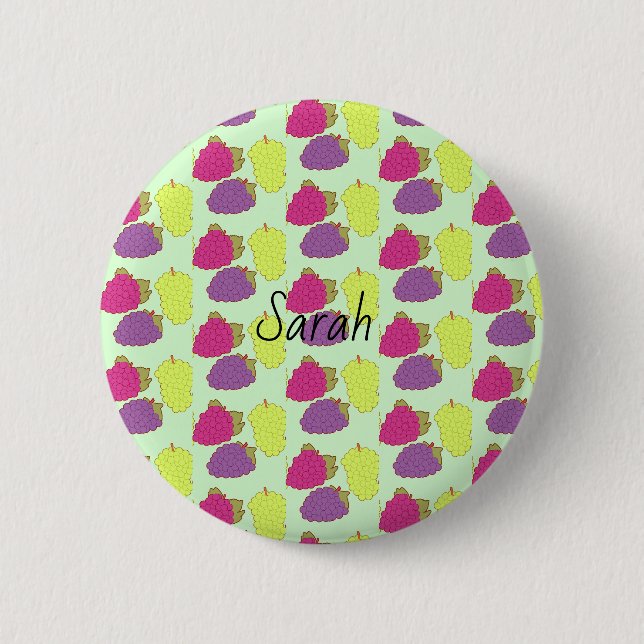 Badge Rond 5 Cm Raisins Rouge, Vert Et Violet (Devant)