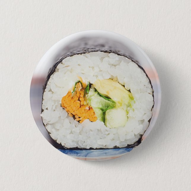 Badge Rond 5 Cm Râle de sushi Poisson et riz (Devant)