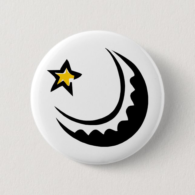 Badge Rond 5 Cm Ramadan Croissant Lune et Star Swoosh (Devant)