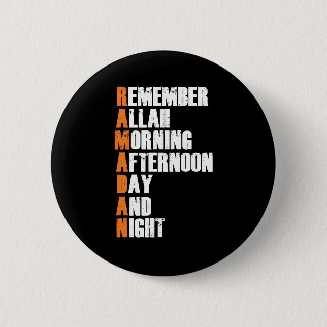 Badge Rond 5 Cm Ramadan jeûne Islam musulman Allah Hajj Cadeau Mec (Devant)