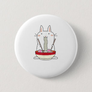 Badge Rond 5 Cm Ramen Bunny nouilles japonaises Kawaii Rabbit Tee