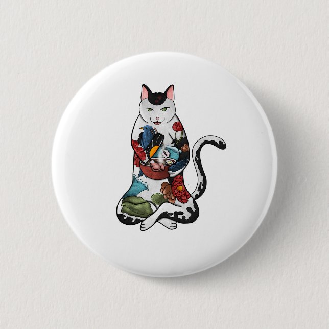 Badge Rond 5 Cm ramen cat (Devant)