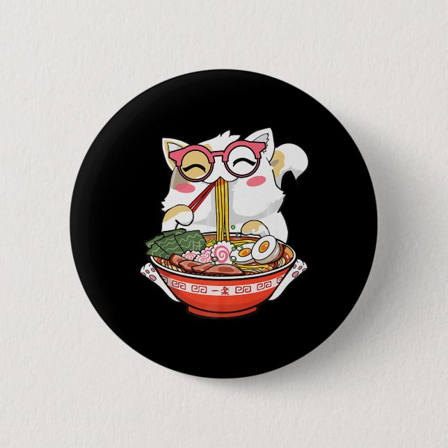 Badge Rond 5 Cm Ramen Cat Kawaii Anime Japonaise Food Girls Offici (Devant)