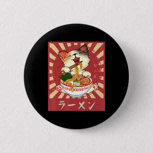 Badge Rond 5 Cm Ramen Cat Neko Anime Kawaii Jeu de merles japonais