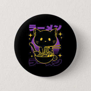 Badge Rond 5 Cm Ramen Chat Japonais